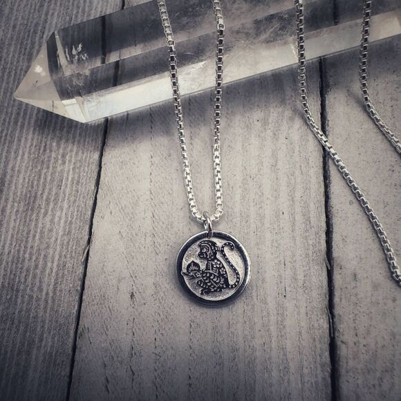 Chinese Zodiac Monkey Pendant Necklace Sterling Silver - Picture 2 of 7